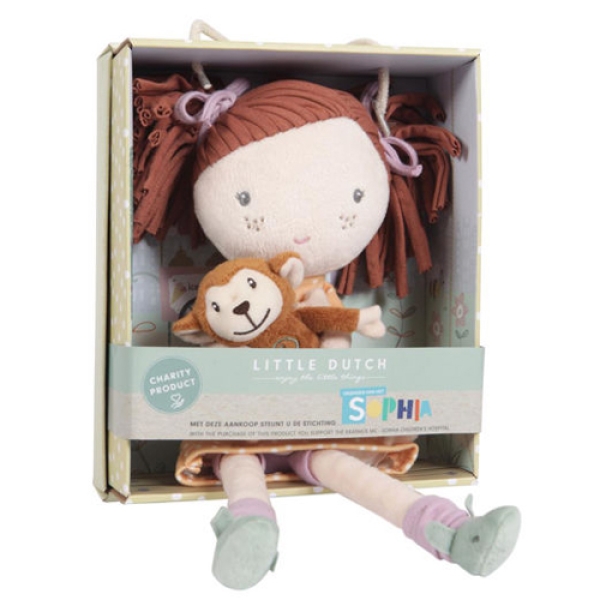 Kuschelpuppe Sophia 35cm mit kleinem Äffchen von Little Dutch